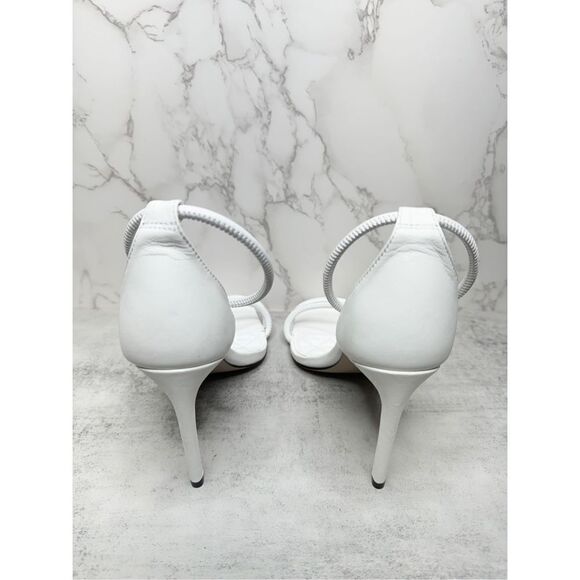 SCHUTZ‎ Sandals Womens Size 10B White Leather Open Square Toe Stiletto Heel - Picture 8 of 11
